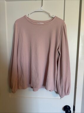 LC Lauren Conrad Blush Ribbed Long Sleeve Top